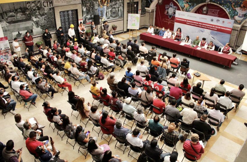 En Atlixco, presentan “Programa especial para contingencias del volcán Popocatepetl”.