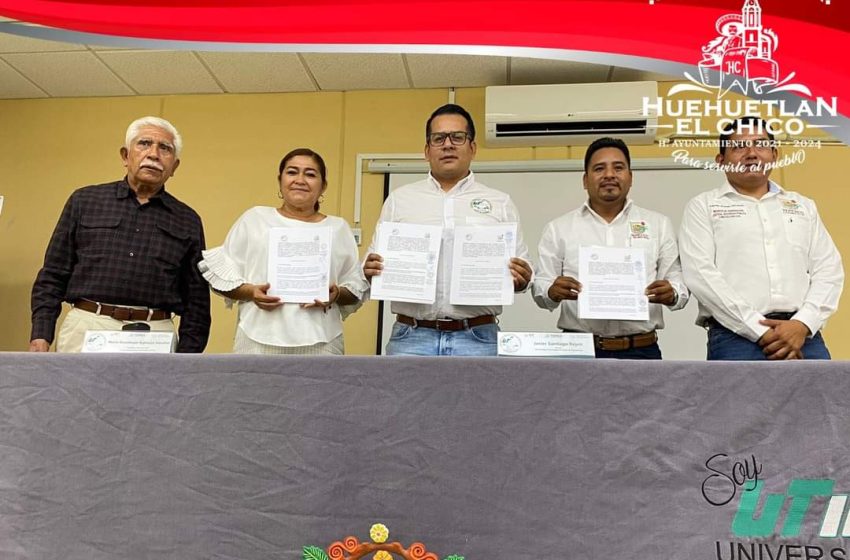 Gobierno de Huehuetlán y UTIM firman convenio
