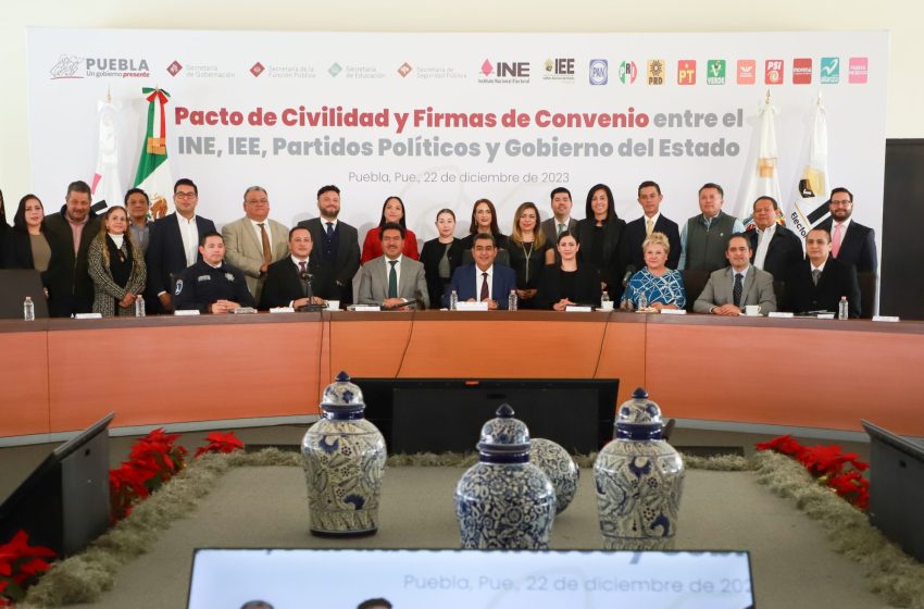 Firman Sergio Salomón, partidos políticos y autoridades electorales pacto de civilidad para 2024