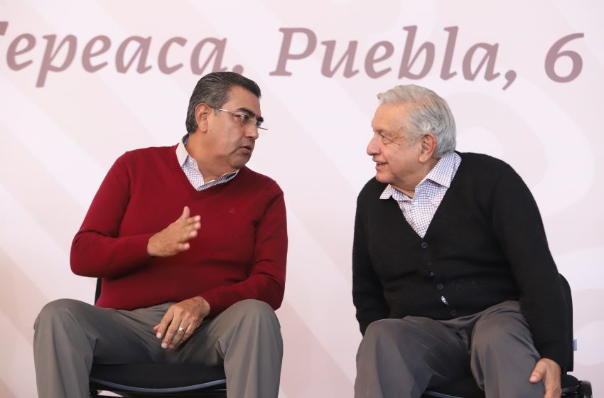 Refrendan AMLO y Sergio Salomón trabajo conjunto en 2024 para consolidar 4T en Puebla