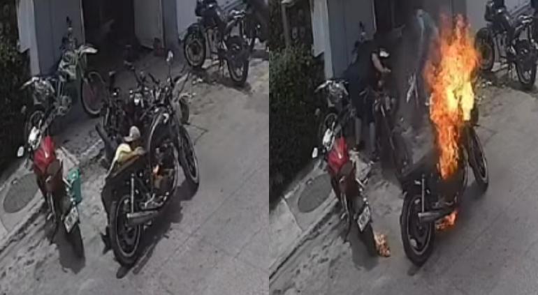 Motocicleta explotó afuera de un taller en Tabasco