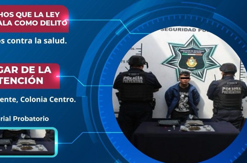 Policía de Atlixco detiene a joven por delitos contra la salud