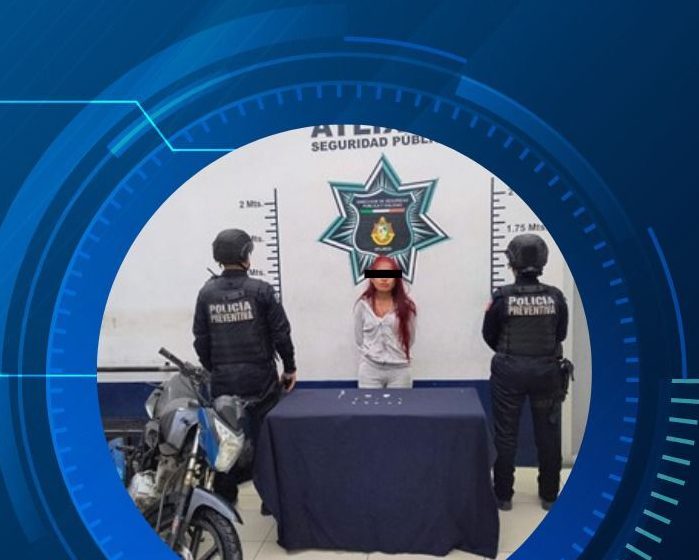 Policía de Atlixco detiene a mujer por posesión de estupefacientes.