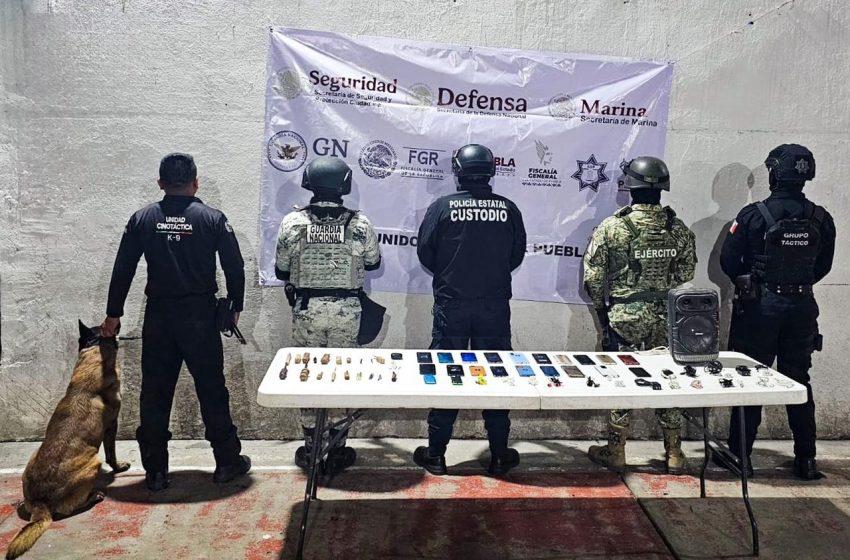 Decomisan celulares y droga en el penal de Tecamachalco