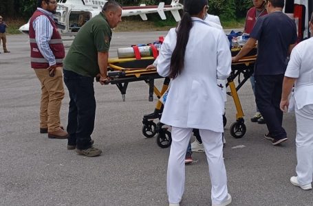 Trasladan a un bebé en una ambulancia aérea por lesión en cráneo con proyectil
