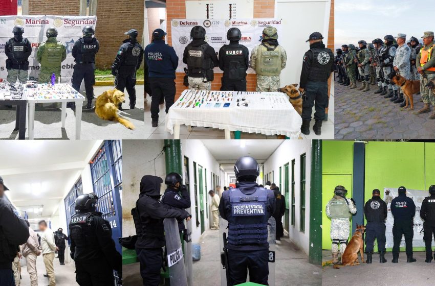 Decomisan objetos prohibidos en cinco centros penitenciarios de Puebla