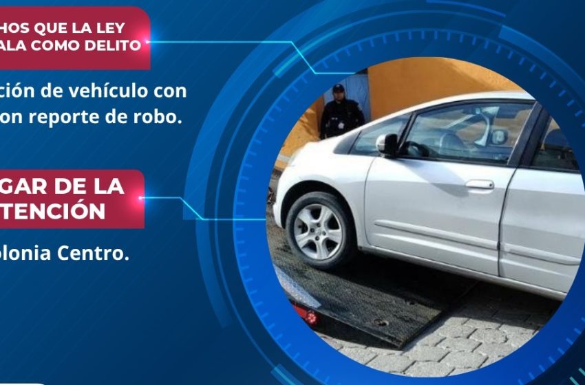 Policía de Atlixco asegura vehículo con placas reportadas como robadas