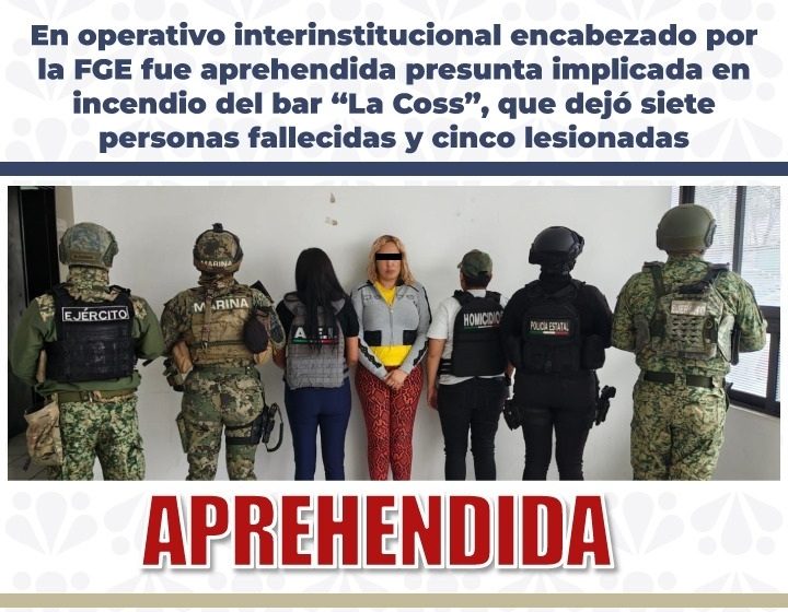 Aseguran a mujer vinculada al incendio del Bar Lacoss en Puebla