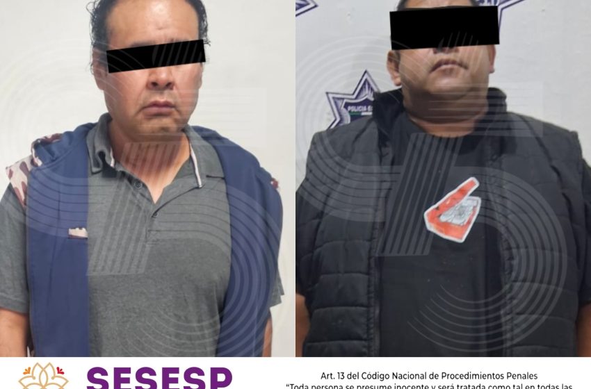 Detienen a dos sujetos por conducir vehículo robado en Tlaxcala