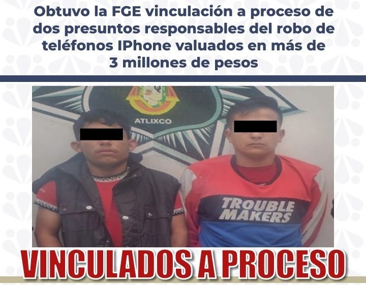 Vinculan a proceso a dos por robo millonario de celulares en Atlixco