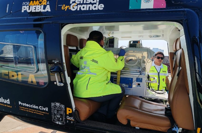 Con ambulancia aérea desde Oaxaca, garantizan atención especializada a recién nacido