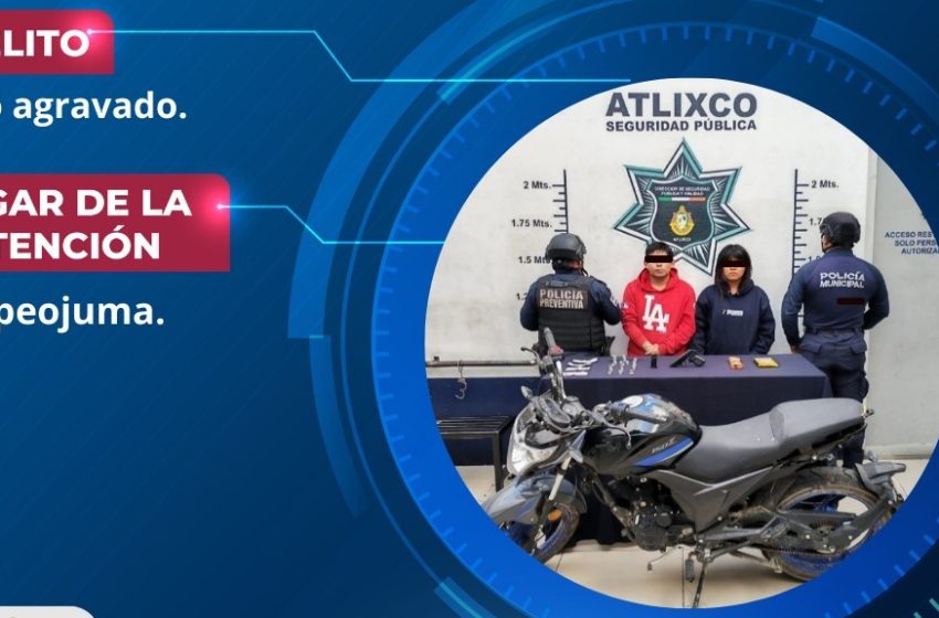 Policía de Atlixco detiene en Tepeojuma a dos asaltantes de OXXO