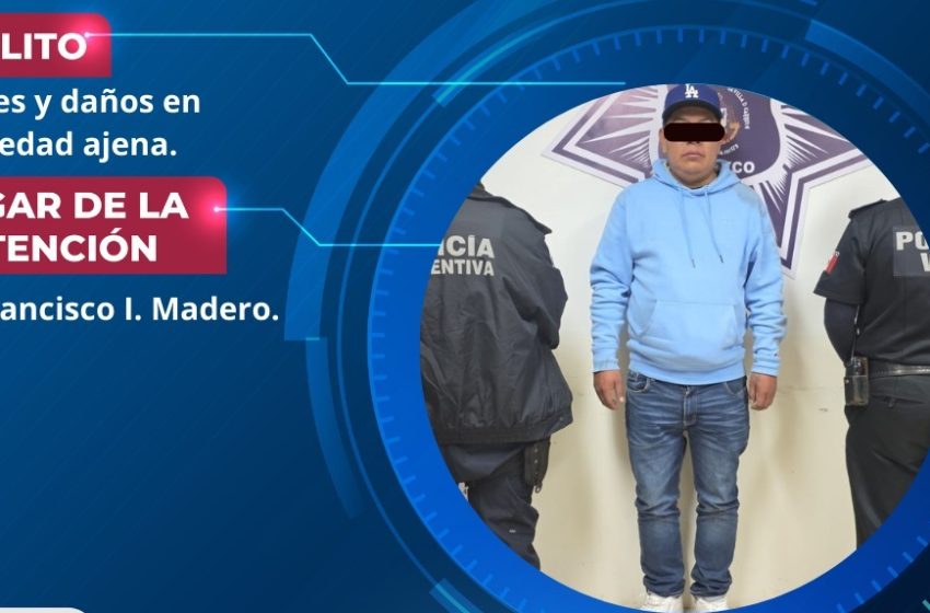 Policía de Atlixco detiene a masculino por lesiones y daños tras hecho de tránsito