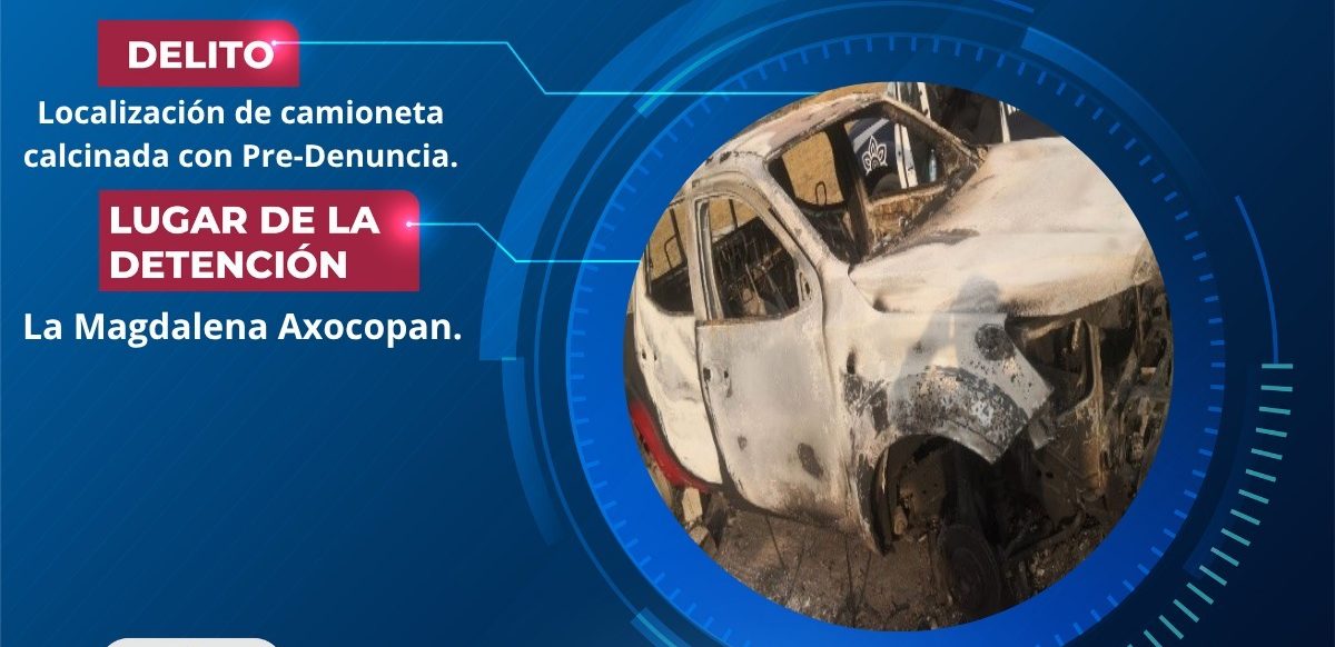 Localizan camioneta calcinada con reporte de robo en Axocopan