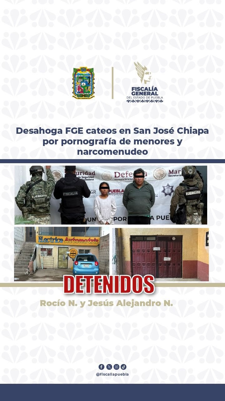 Desmantelan laboratorio de pornografía infantil en San José Chiapa
