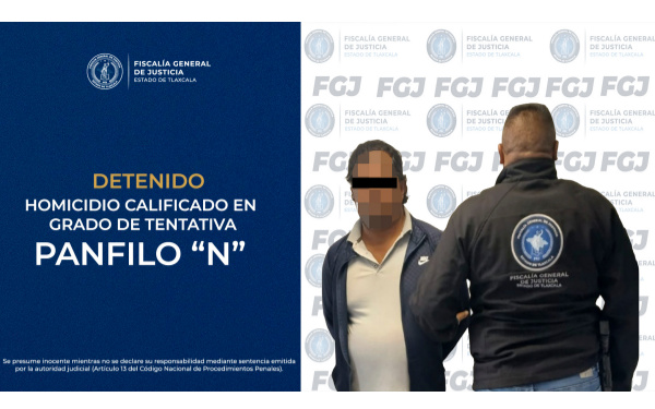 Detienen a hombre por tentativa de homicidio en Tlaxcala