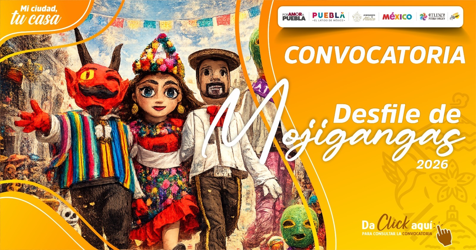 Cultura, arte y diversión en Atlixco; asiste al desfile de Mojigangas 2026